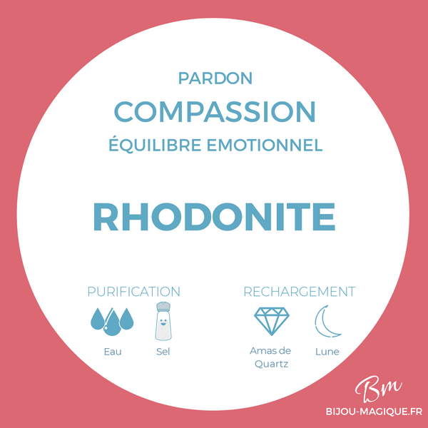 Bracelet en Rhodonite unie AAA - Pardon et Compassion - Pierres naturelles - Bijou-magique.fr