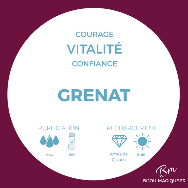 Bracelet en Grenat A - Courage et Vitalité - Pierres naturelles - Bijou-magique.fr